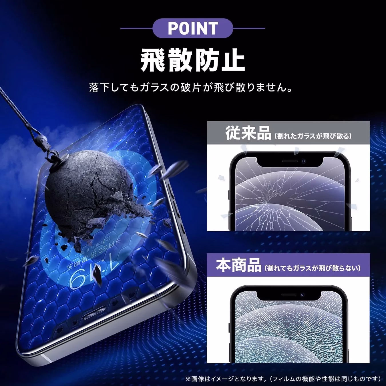 飛散防止機能のデモンストレーション