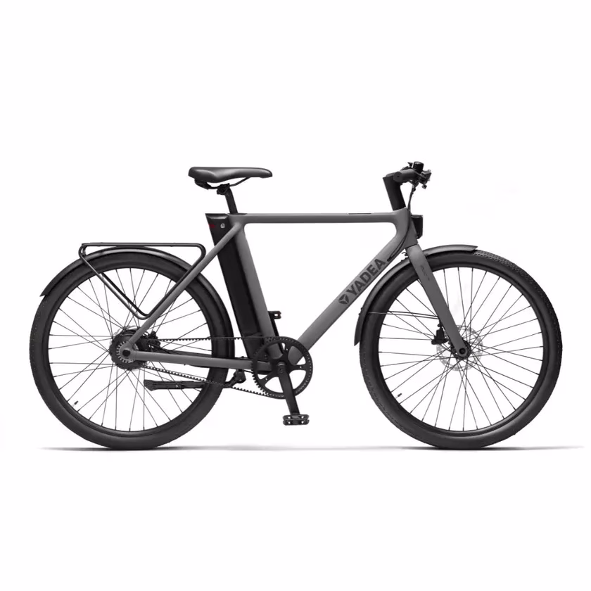 グレーの電動アシスト自転車