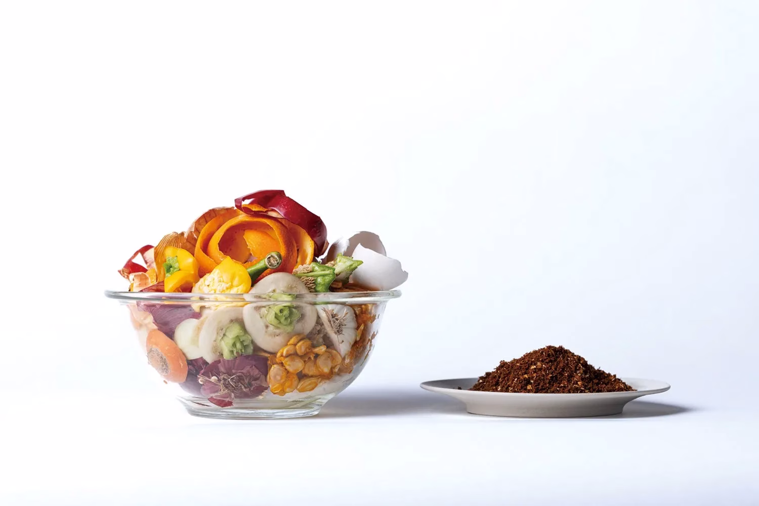 生ゴミと処理後の比較