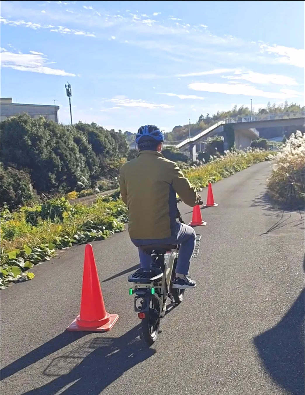 自転車に乗る男性の後ろ姿