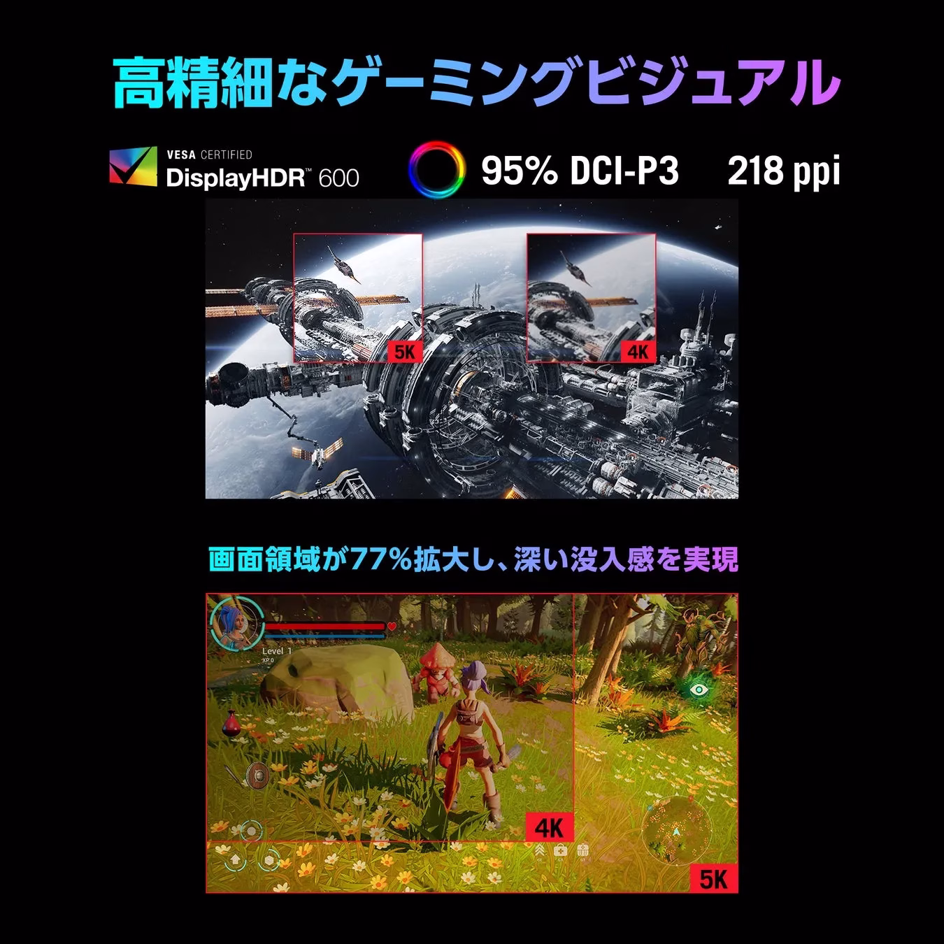 高精細なゲーミングビジュアル