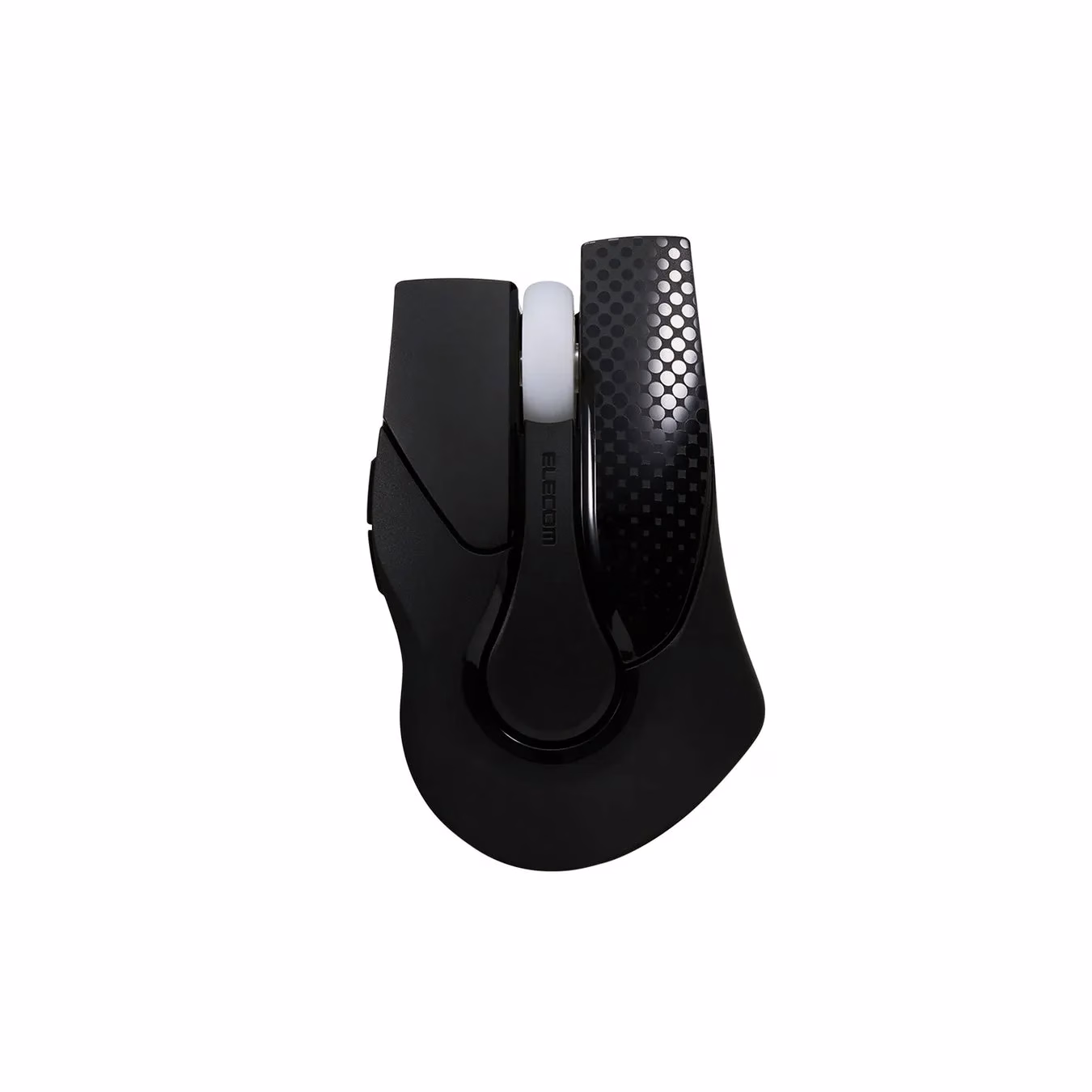 黒いマウスの画像です。マウスには「ELECOM」のロゴが入っています。