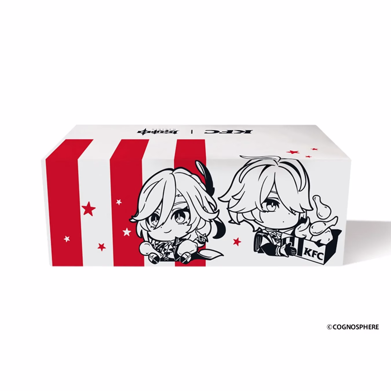 KFCの箱に、アニメキャラクターが描かれたイラスト