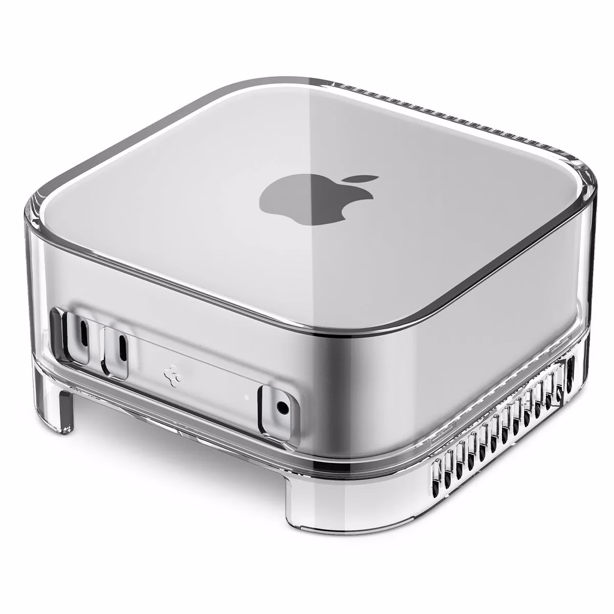 透明なケースに入ったApple Mac Miniのクローズアップ写真