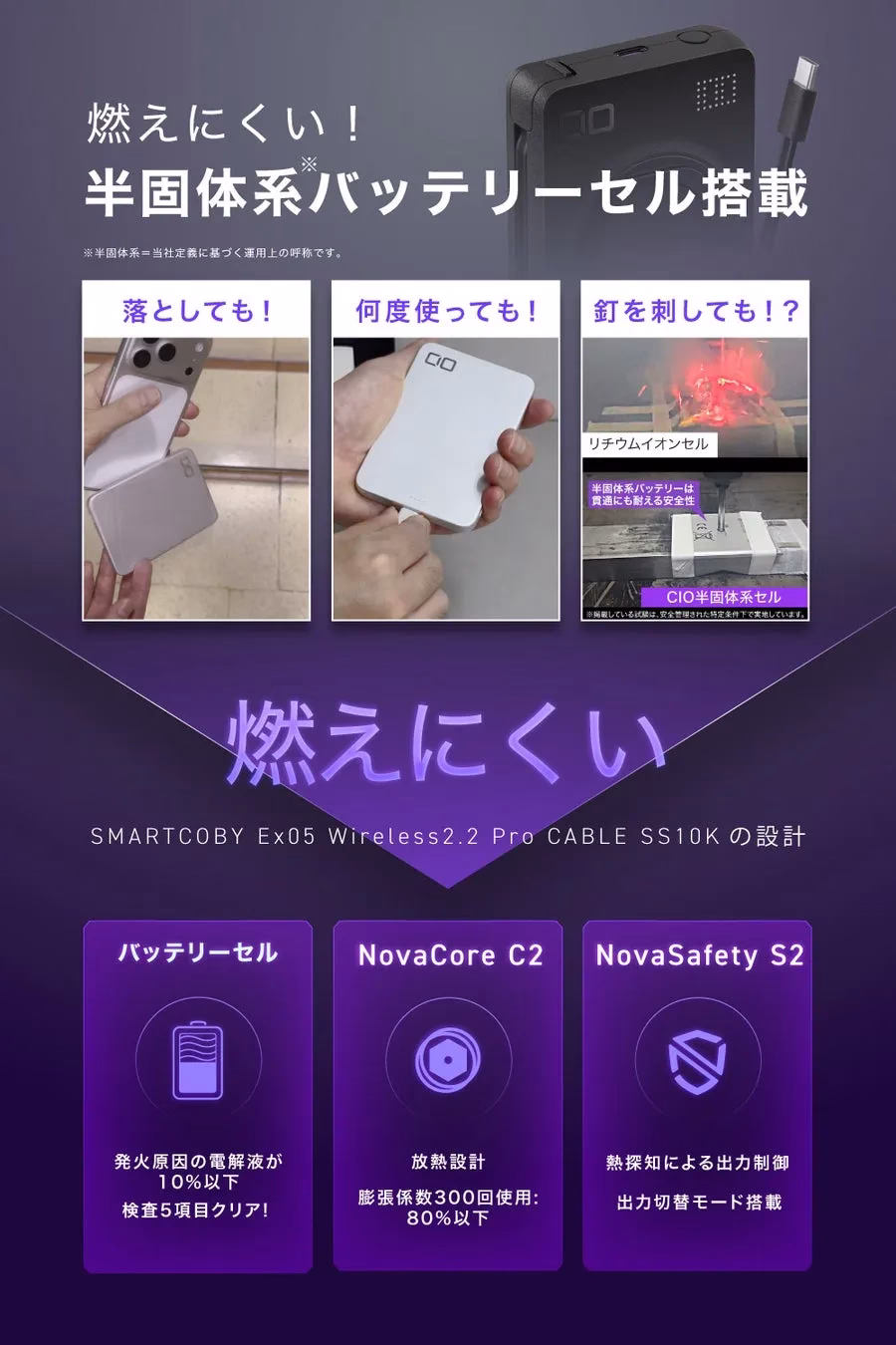 半固体系バッテリーセル採用