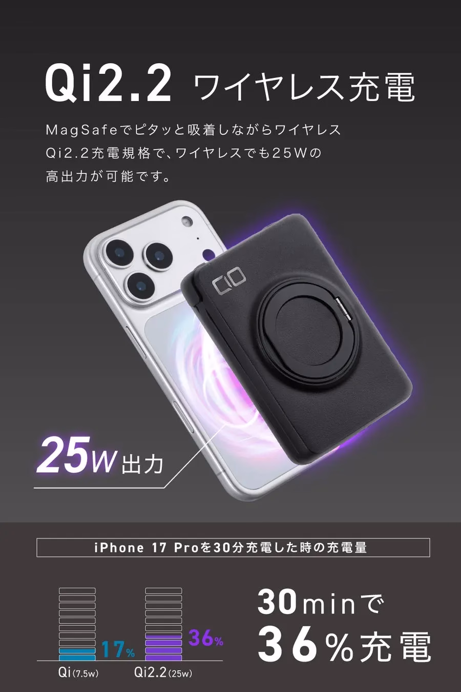 Qi2.2 25Wワイヤレス充電